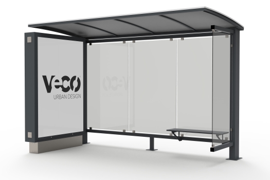 Cabine Rodoviária com Mupi e Painel Solar